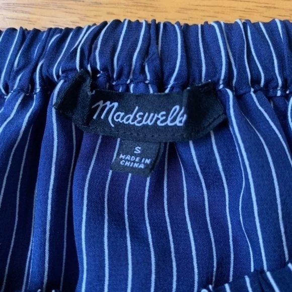 Madewell Navy Blue Silk Satin Balcony Off the Shoulder Top Blouse Ruffle, Size S - Picture 5 of 11